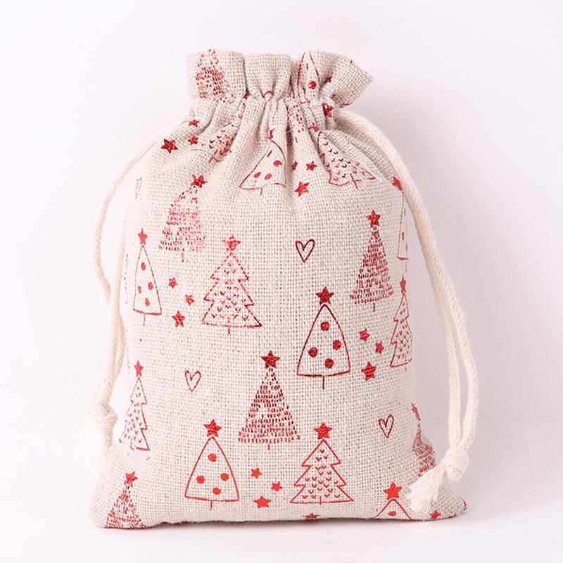 5Pcs Christmas Drawstring Gift Bag Candy Jewelry Packaging Bags for Xmas Decoration Christmas Bags