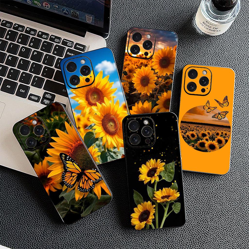 Protective Cover for Xiaomi Redmi Note 12 11 10 A3 Pro 10A 10C 12C Note12 5G 4G Casing Phone Case Yellow Sunflower Flower
