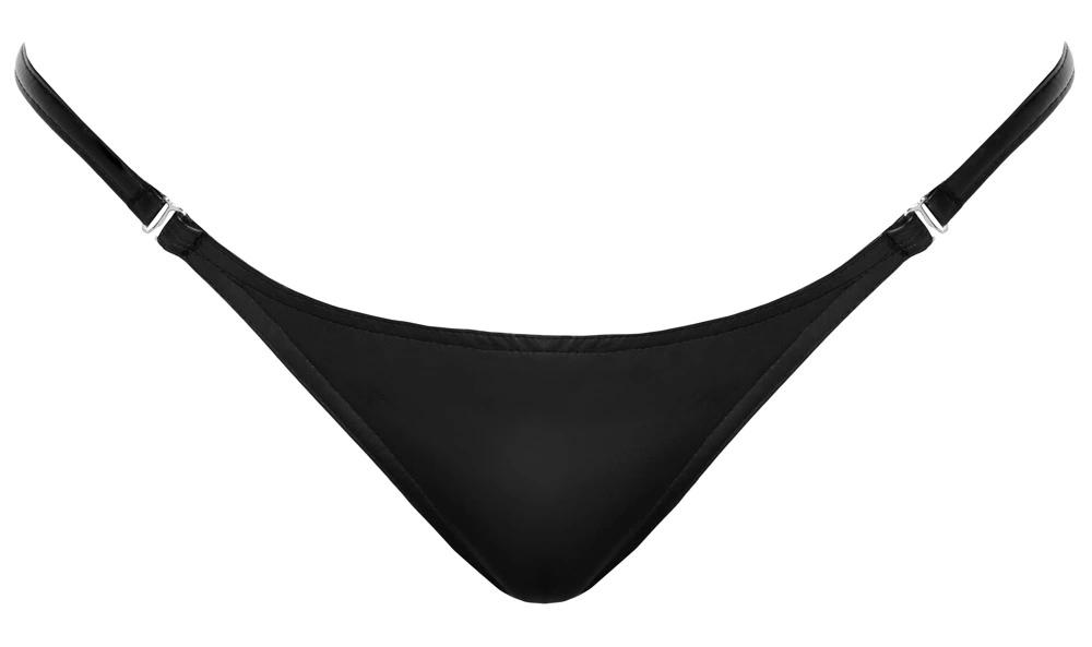 Noir - Sexy Unfastened Thong with Black Straps L/XL