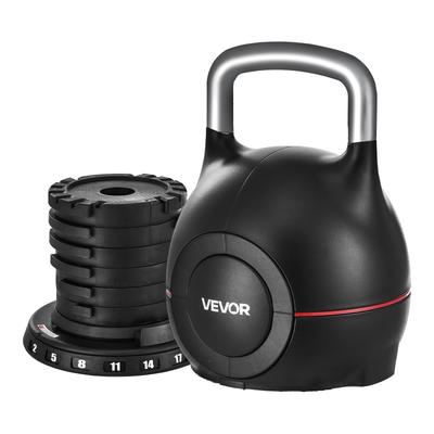 VEVOR Kettlebell, Adjustable Kettlebell with 7 Weight Levels (2, 5, 8, 11, 14, 17, 20 Kg), Die-Cast Aluminum and Durable ABS Material