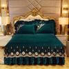 European-Style Crystal Velvet Lace Bed Skirt Winter Fleece-Lined Warm Quilted Bed Cover Bed Skirt Cover Bedding