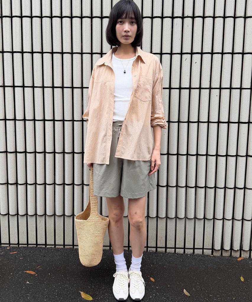 MALOUPE 4121 Summer Nylon Oversized Shirt (Beige)