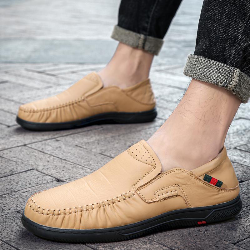 Men's Casual Leather Shoes Business Loafers Moccasin Breathable Slip On Boat Soft Driving Shoes