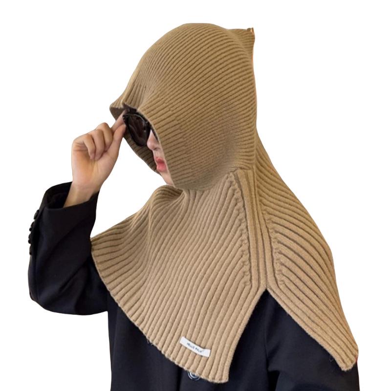 Warm Knit Hooded Shawl: Autumn/Winter Windproof Wool Pullover Hat