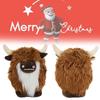 Adorable Plush Highland Cow Decorative Figure With Brown And White Facial Features