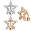 Reversed Bar Star Moon Four-leaf Clover Navel Piercing Nombril for Women Girl Crystal Belly Button Ring Inverted Barbell Jewelry