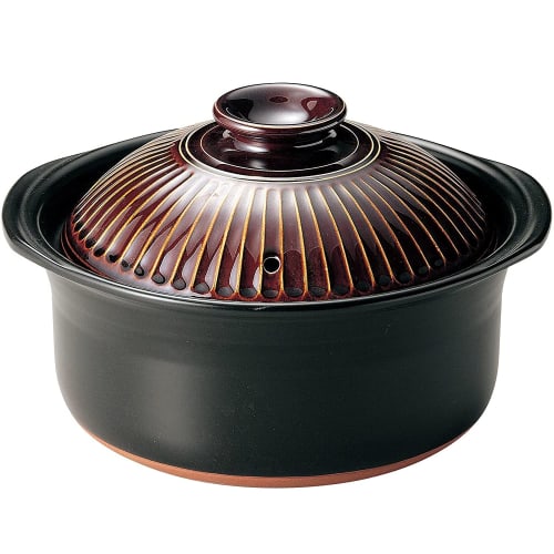 Banko Ware Chrysanthemum Rice Cooker, 2-cup Capacity, Candy Glaze