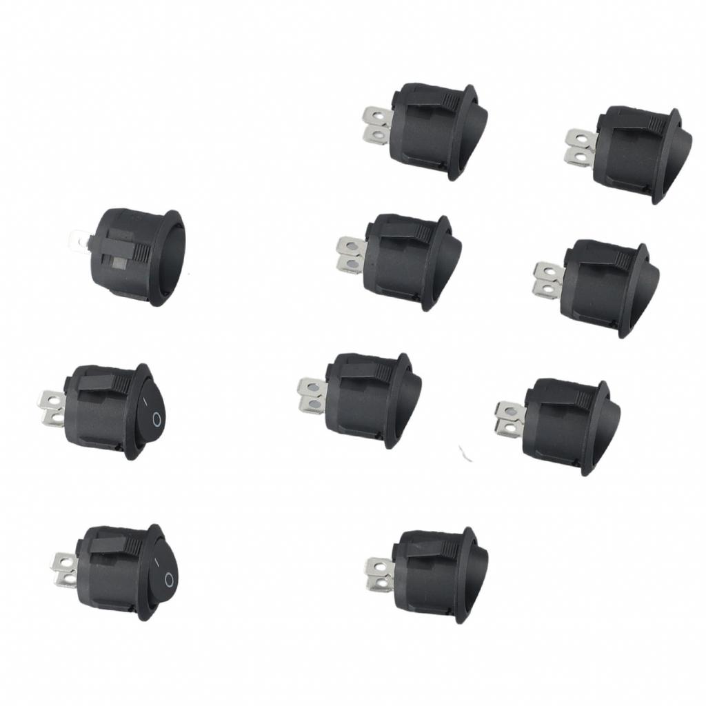 10PCS New 23mm Diameter 12V Lip Small Round Rocker Switch Black 2 Pin ON-OFF