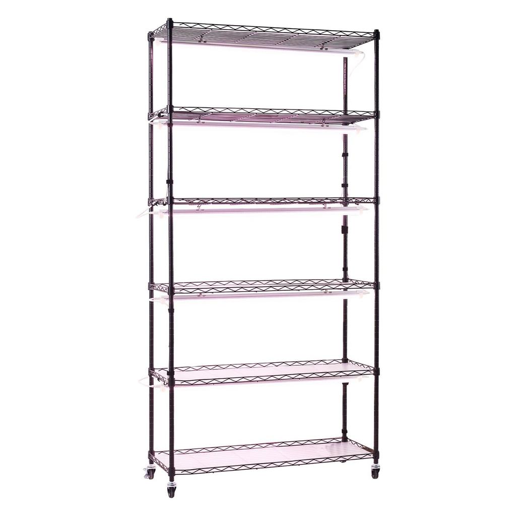 Pflanzenregal mit Pflanzenlicht, 6-stufiger Indoor-Pflanzenständer, 180 cm hoher Indoor-Pflanzen-Ausstellungsständer mit Rädern & Timer, 150W 3800K Vollspektrum Grow