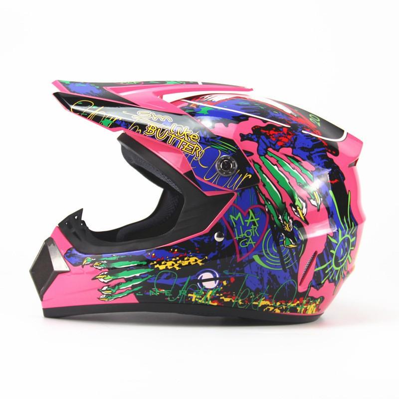 Full Face Mountain Bike Helmet DH Downhill Cycling ABS Safety With Printing S M L XL