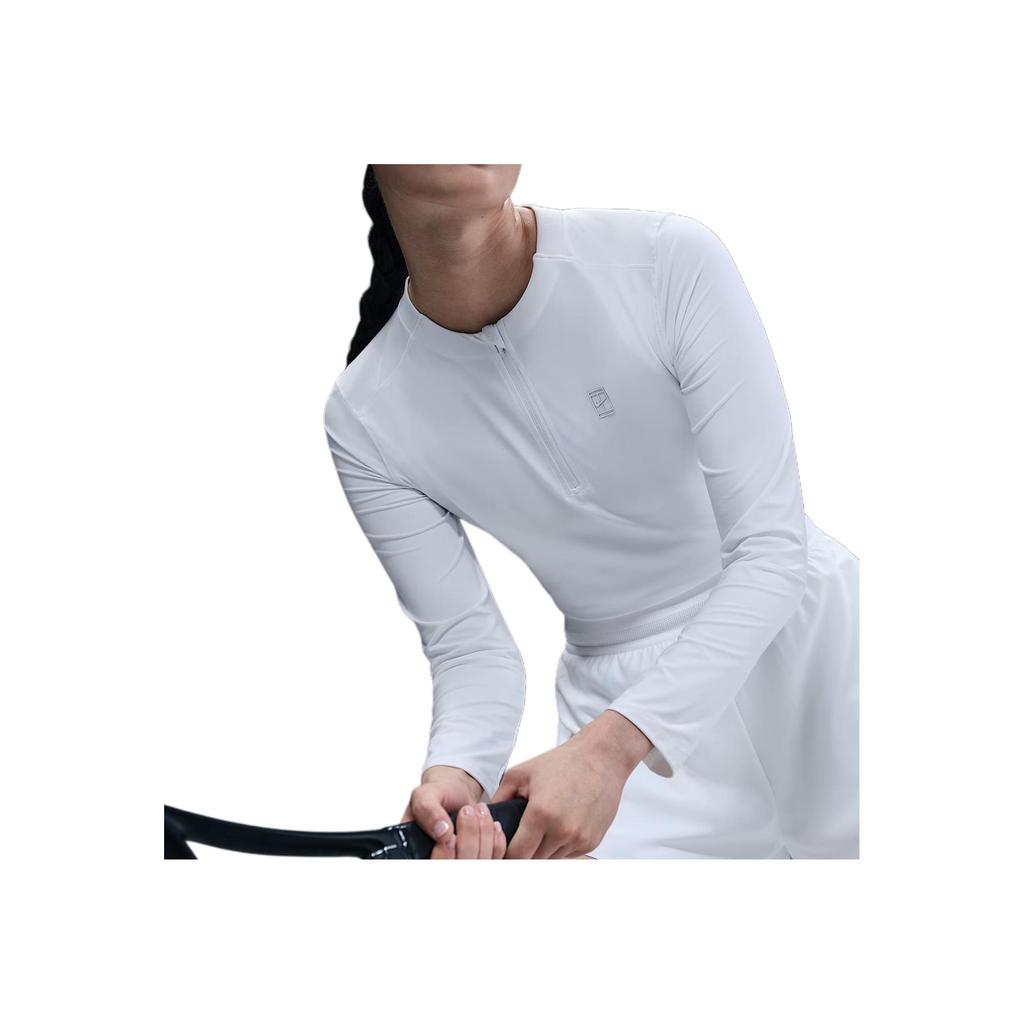 Nike Court Advantage Dri-FIT Solid Comfortable Long Sleeve Tennis Shirt Women Tops White FZ6738-100