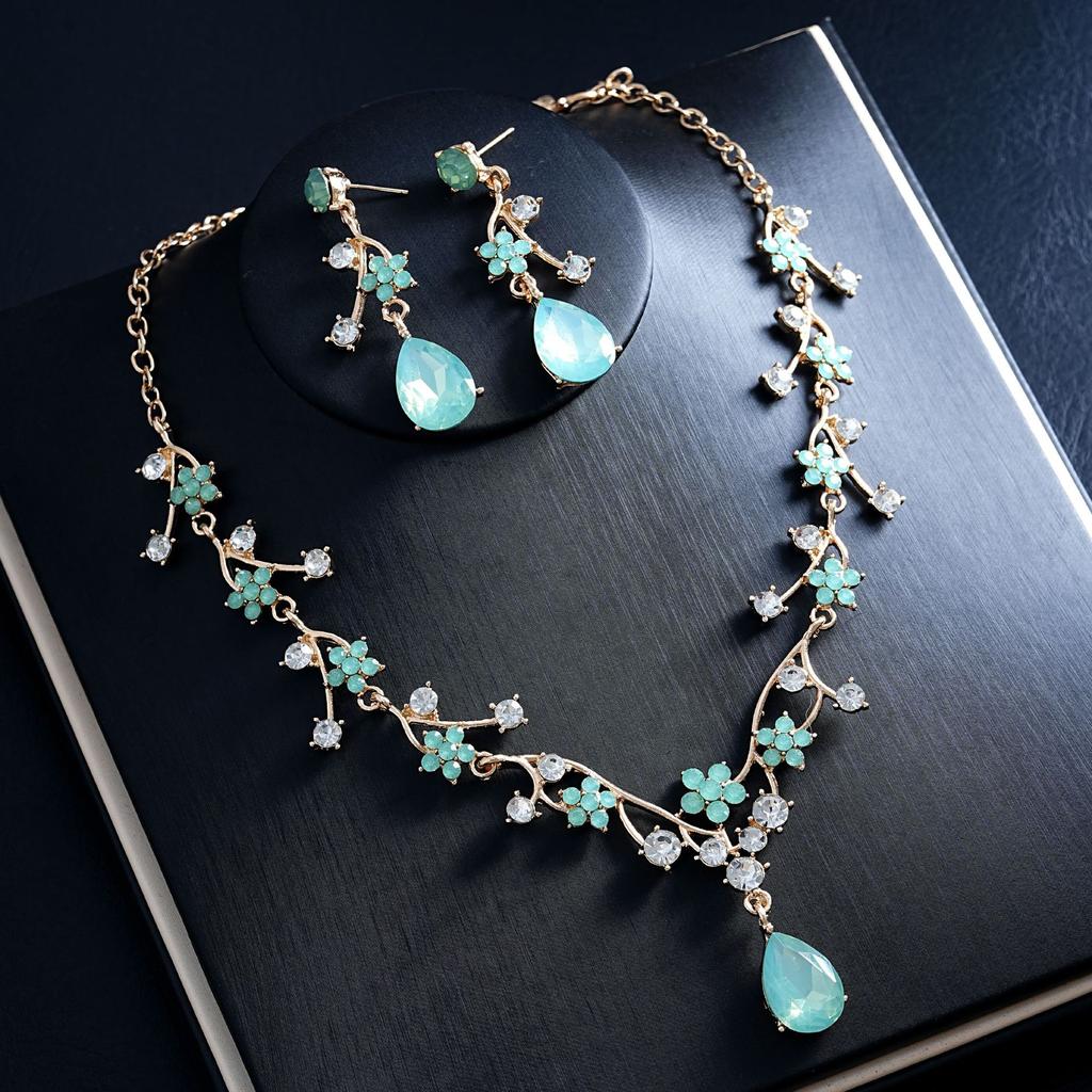 European and American Fashion Light Luxury Necklace Earrings Two-piece Set Bridal Wedding Accessories Dress Set Female 2026