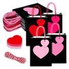 10/12 Packs Valentine's Day Heart Gift Bags With Handles And Heart Tags Red Paper Gift Bags For Valentine Anniversary Wedding
