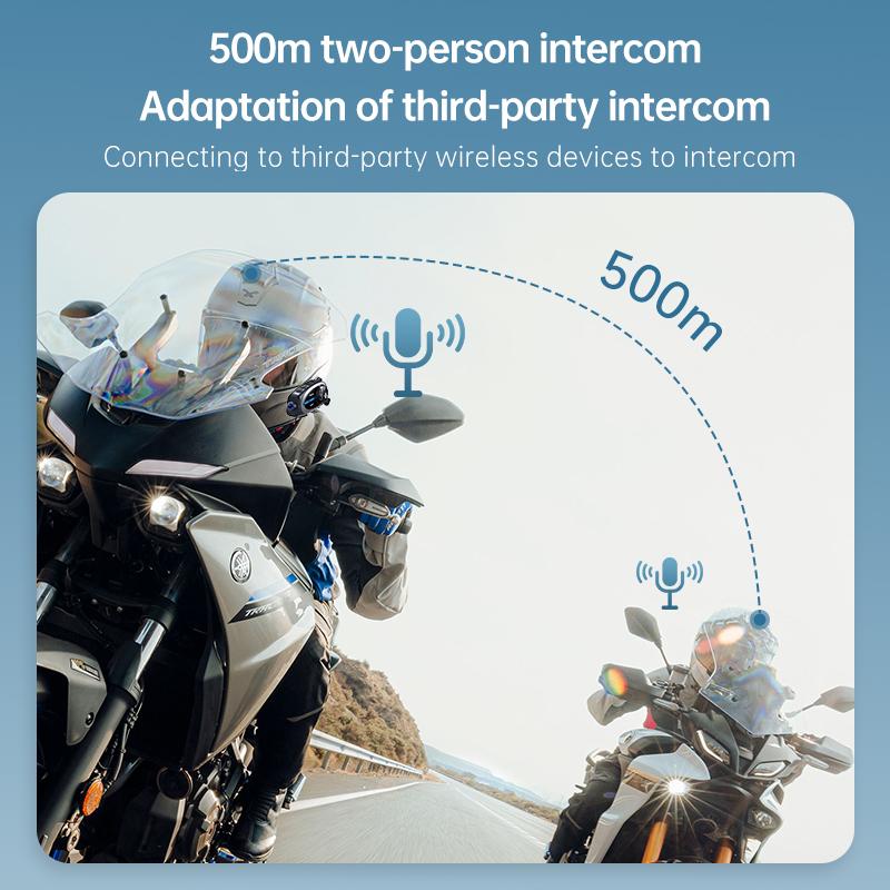 Motocyklová kamera na prilbu 1080P HD Interkomová náhlavná súprava Vodotesný záznamník Dosah 500 m