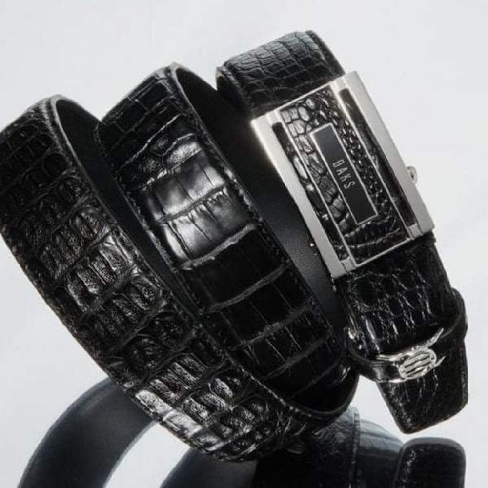 

Daks Black Premium Caiman Leather Automatic Belt Model Dbbe5e703bk Single option