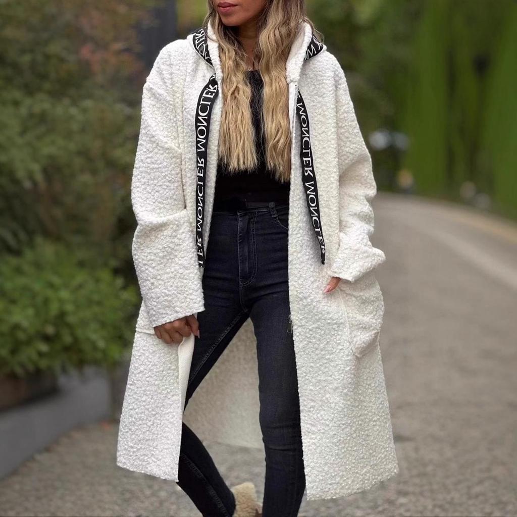 2024 Europäische und Amerikanische Herbst/Winter Lässige Kapuzenjacke aus Lammwolle