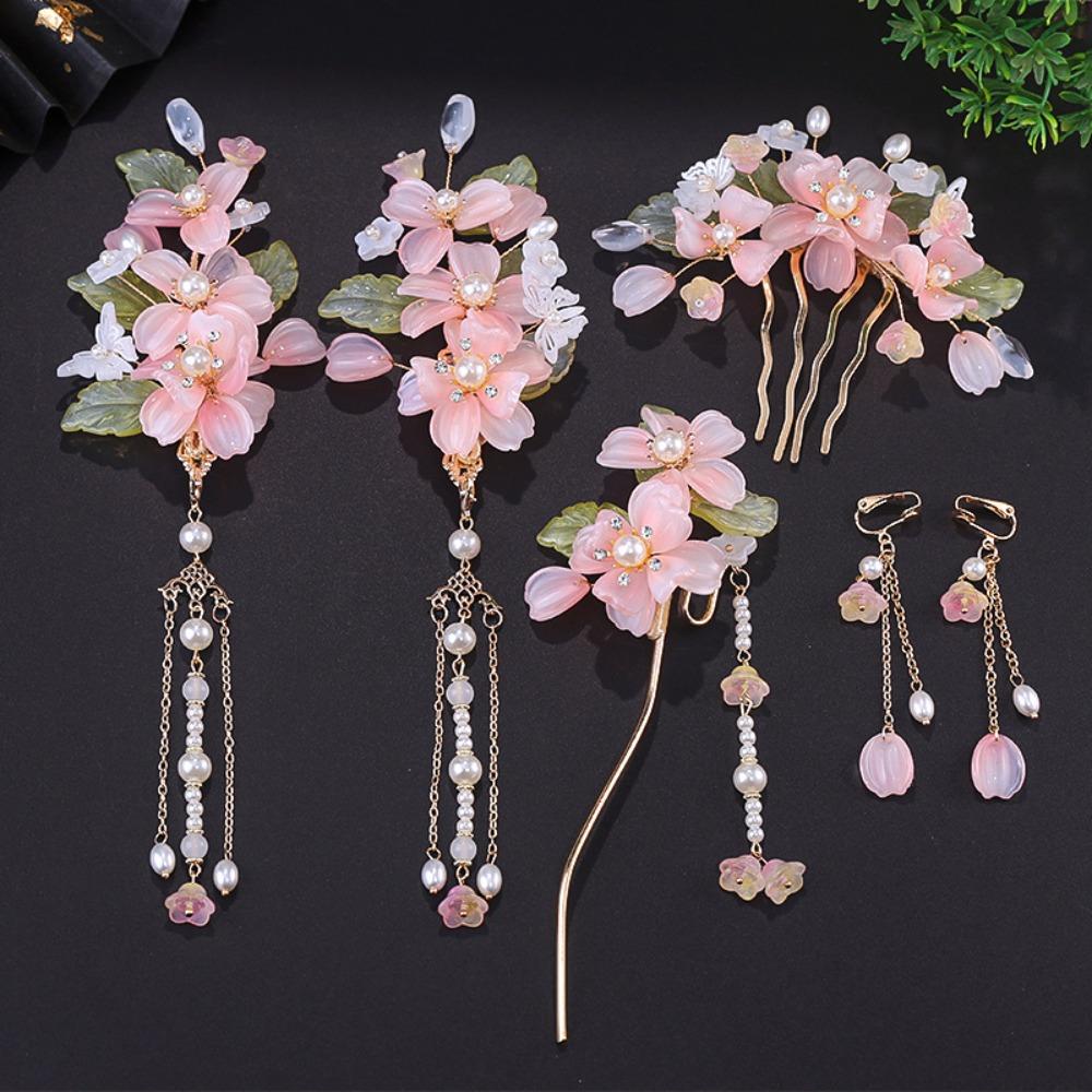 Tassel Hanfu Hair Stick Pearl Flower Hair Comb Chinese Style Hairpin Set  Hairstyle Design Tool