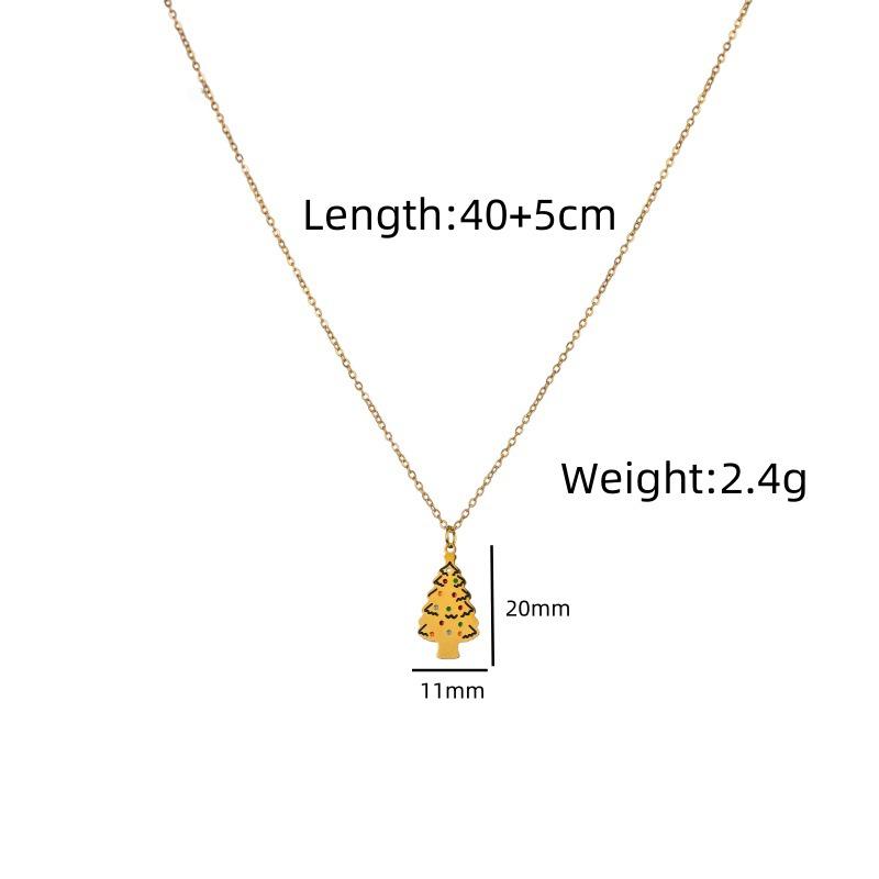 Titanium Steel 14K Gold Santa Claus Pendant Necklace - Cute Cartoon Christmas Series