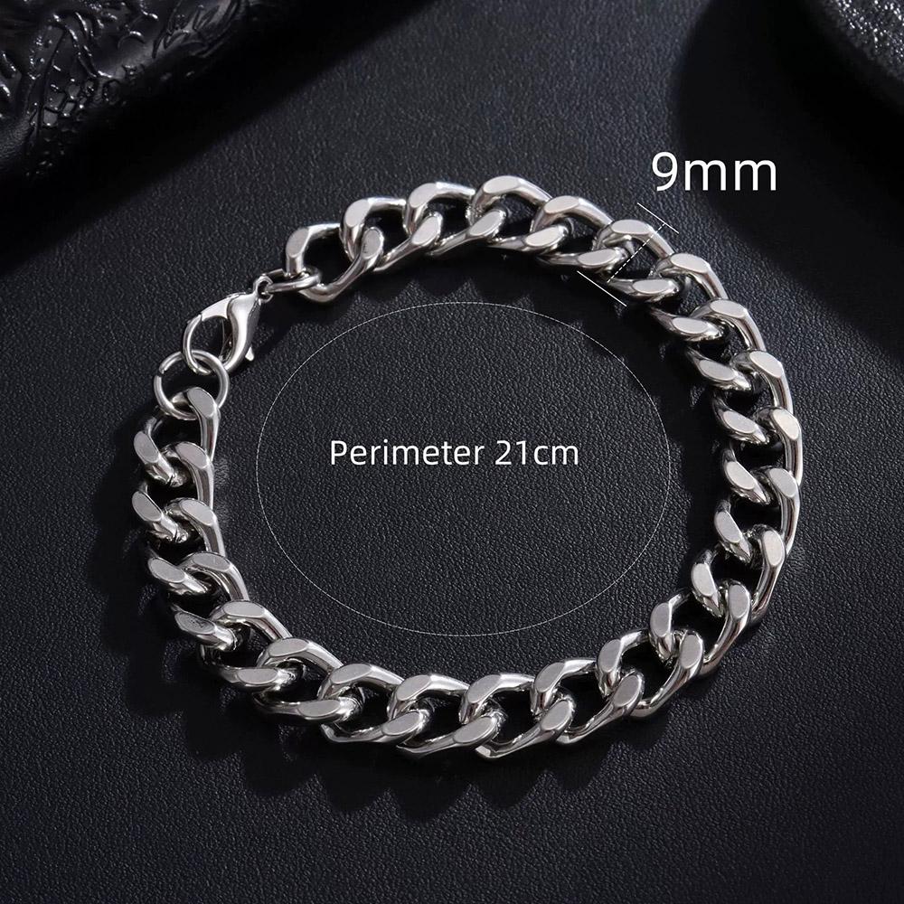 3/5/7/9MM Classic Stainless Steel Chain Bracelet For Men Women Punk Cuban Chain Wrap Bangle Waterproof Never Fade Jewelry