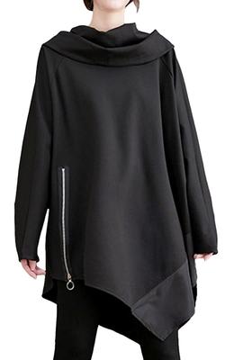 Gold Japan Plus Size Asymmetrical Dolman Long Solid Sizes Black Women's Tunic, Sleeve, Color, Goldy-1183, L-3L,