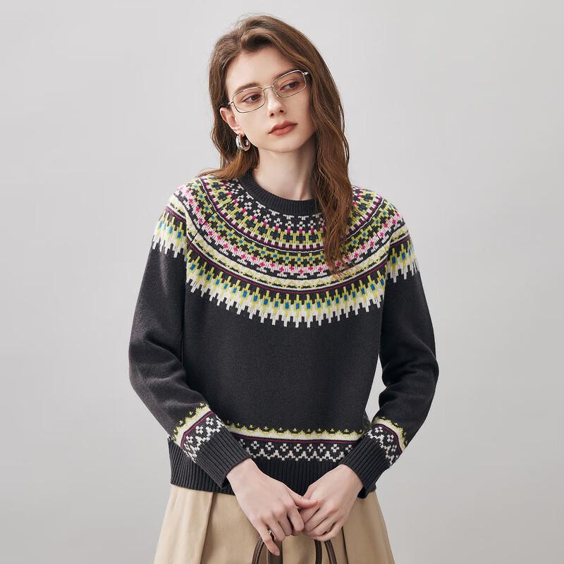 Kommon Boca Women's Fair Isle Thick Wool Sweater
