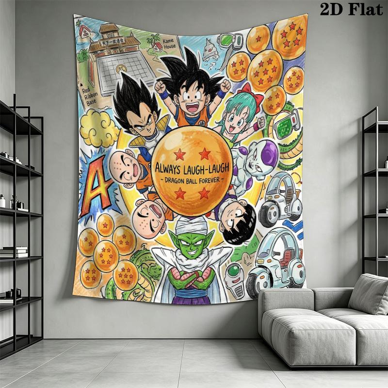 Dragon Ball Charaktere Wandteppich Ästhetischer Wandbehang Bedruckte Stoffdecke Dekorative Wandteppiche für Schlafzimmer Wohnzimmer Heimdekoration