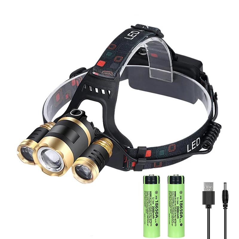 Multifunctional Outdoor Emergency Head Mounted Charging Strong Bald Light Waterproof Convenient Camping Fishing Flashlight