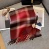 100 Pure Wool Scarves Women's Winter New Autumn and Winter Birthday Gifts Christmas New Year's Day Red Scarf Plaid