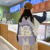 Women's Color Block Backpack Large Capacity School Bag College Cartoon Backpack