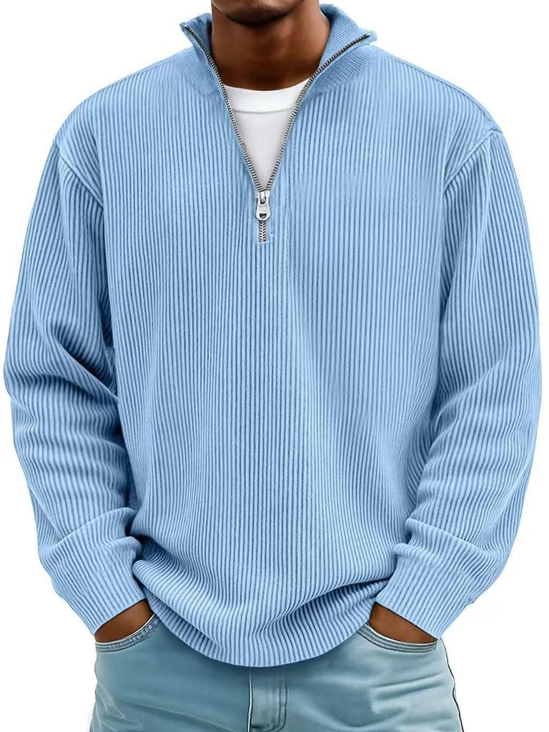 Men's Stand-Up Collar Corduroy Polo Shirt - Autumn/Winter 2025 Collection