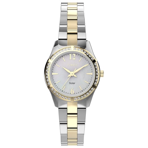 Timex Women's Solar Premium Dress Watch 28mm, Two-Tone, Classic