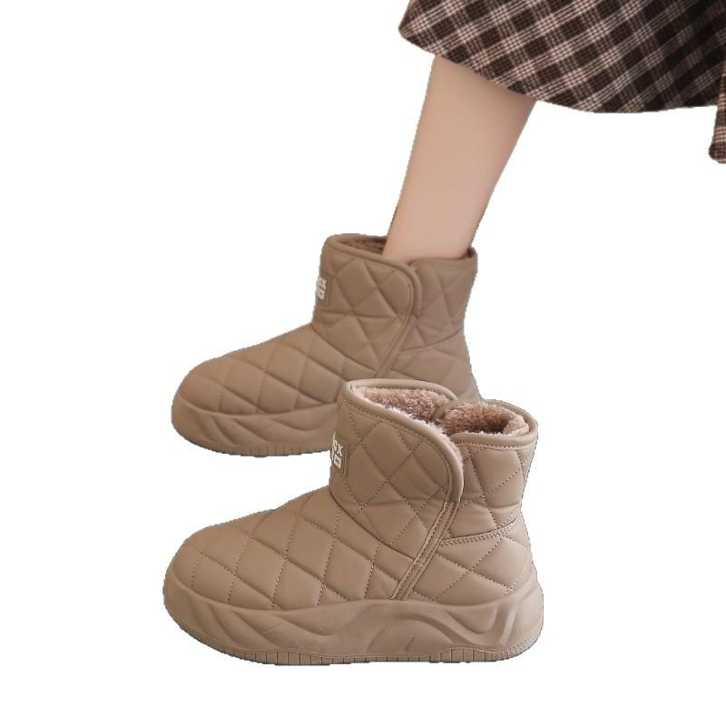 Nové dámské sněhule, teplé bavlněné boty, kotníkové boty na silné podrážce, voděodolné a protiskluzové