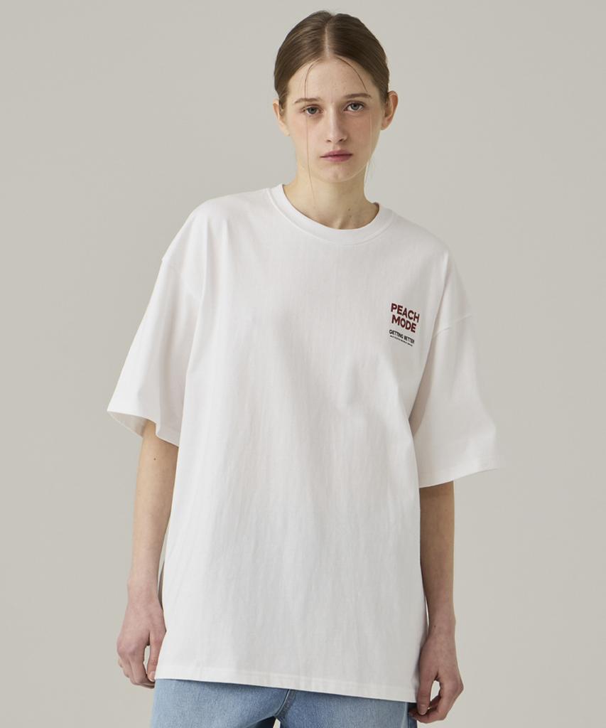 URBANAGE Peach Mode Oversized Short Sleeve White
