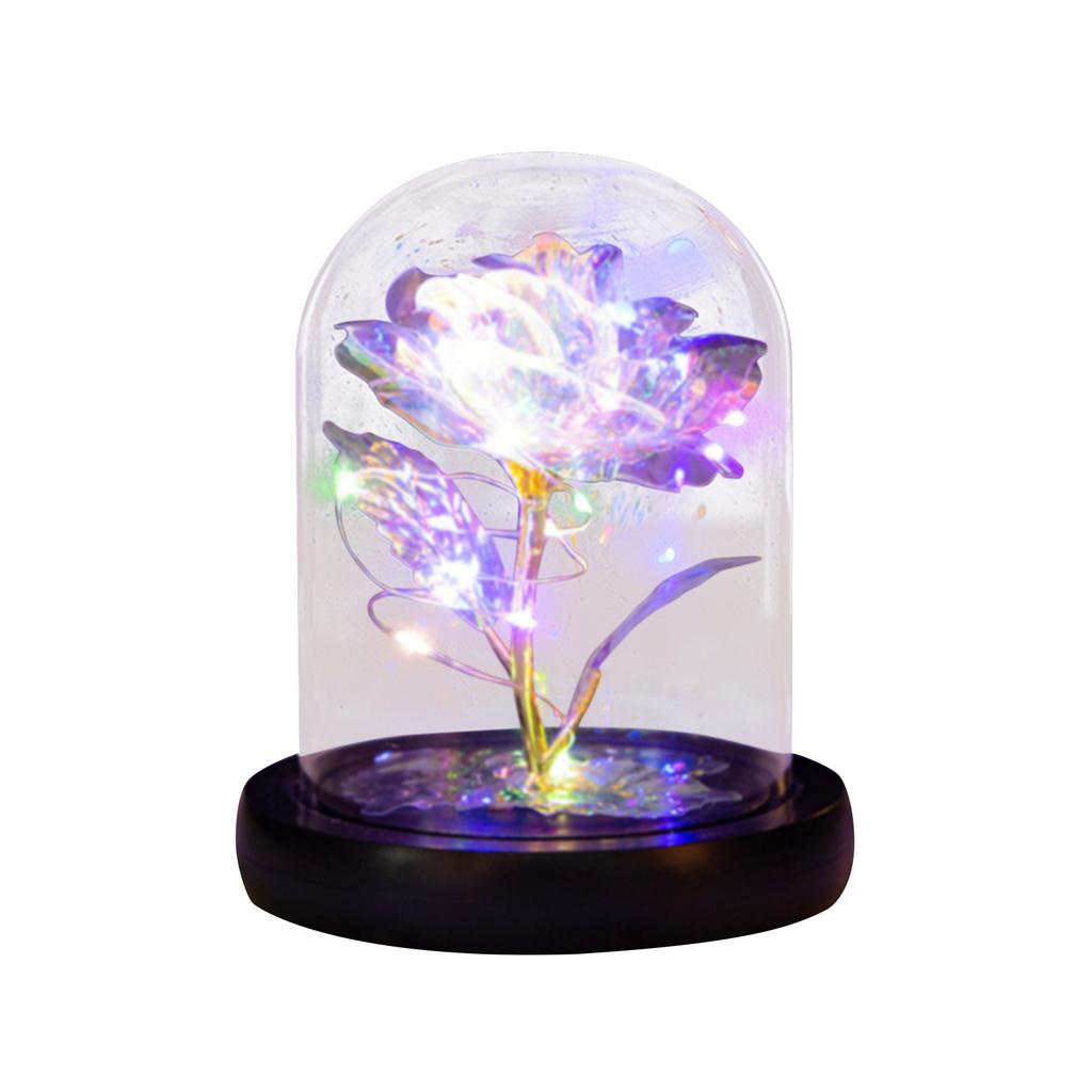 Artificial Rose Flowers Glass Rose LED Light  Gift For Valentine's Day