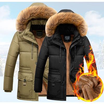 Winter Neue Daunenjacke für Herren mittleren und älteren Alters sowie Baumwolljacke mit verdicktem Pelzkragen