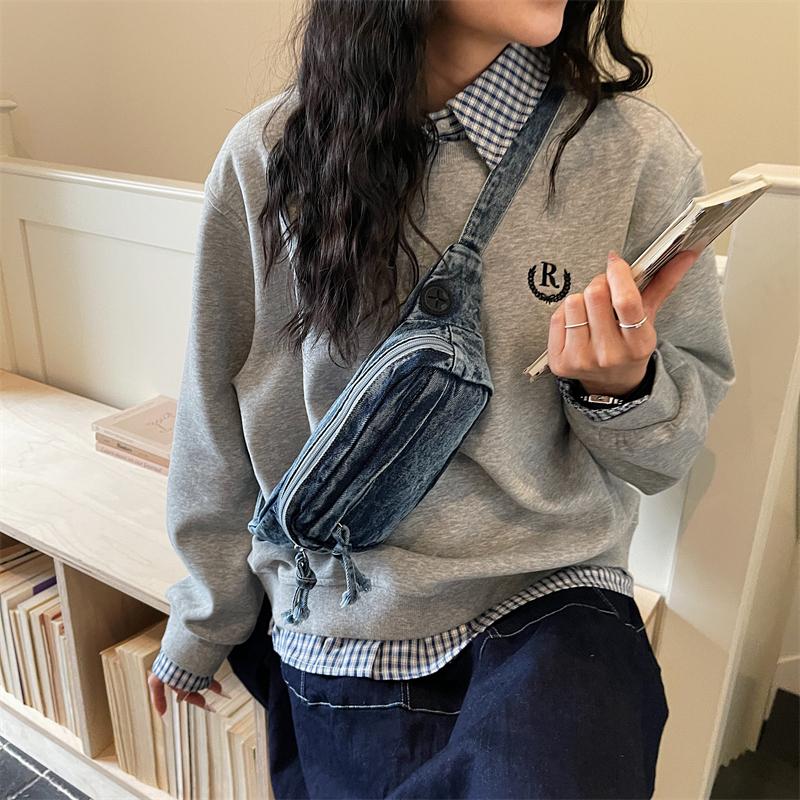 Chest Bag Women's Crossbody Bag Large Capacity Waist Bag Shoulder Bag Denim Mobile Phone Bag