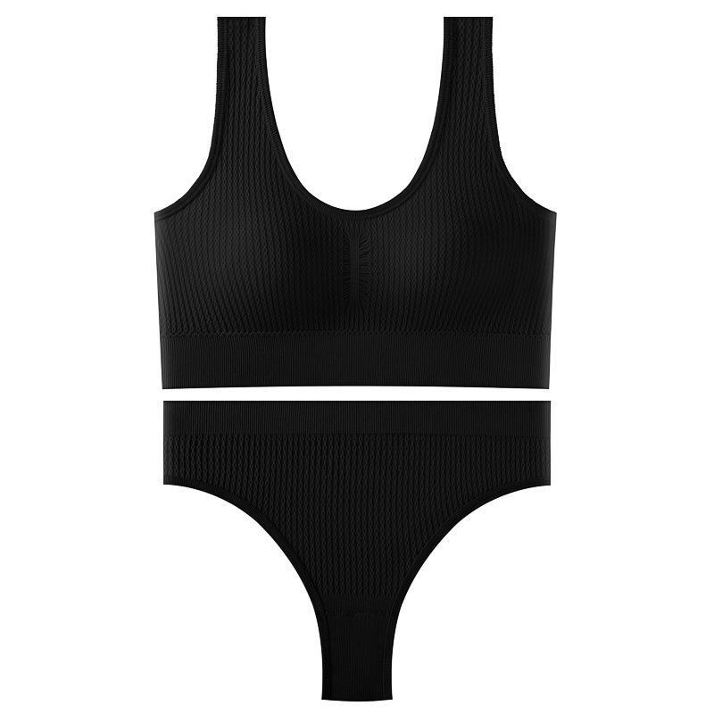 

Set Underwear Big Breasts Small No Steel Rings Gathering Sexy Sports Yoga Beauty Back Threaded Bra Cover one size fits all (40-70kg) чёрный