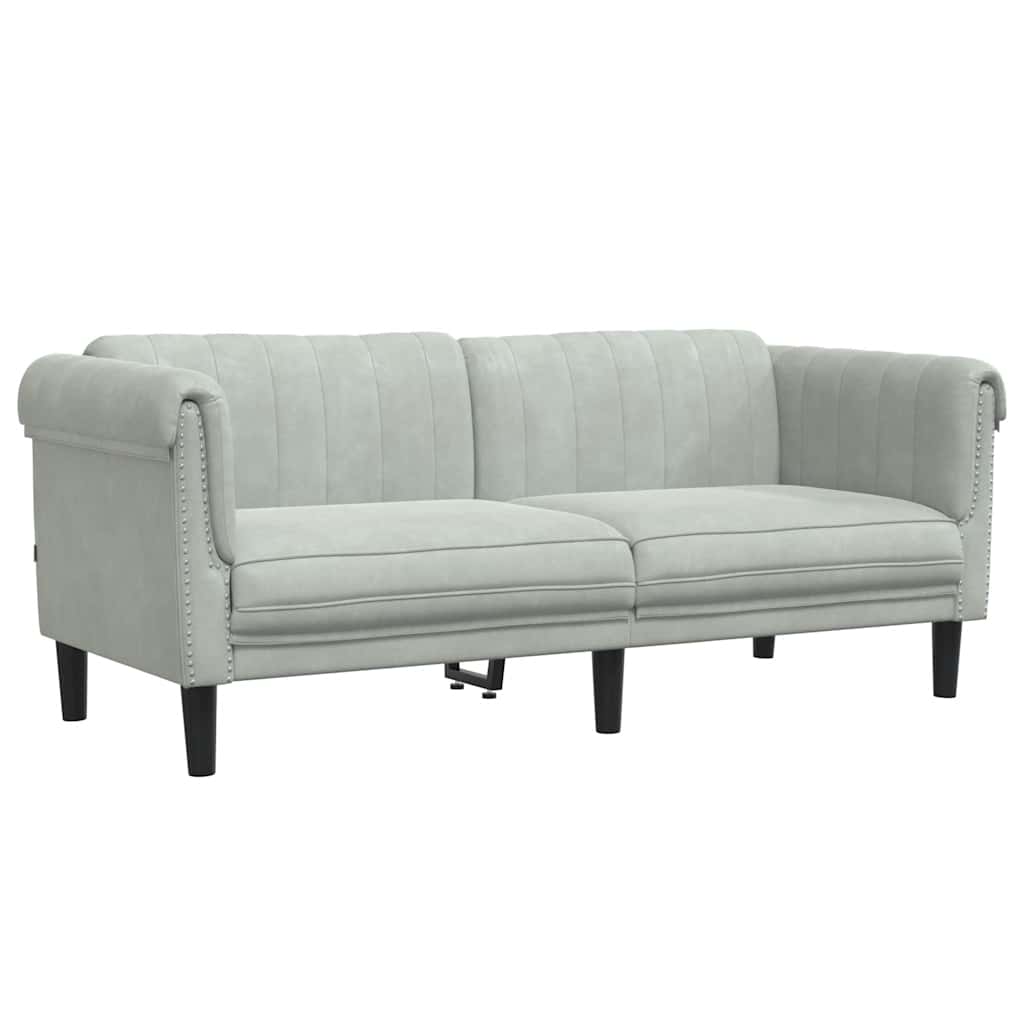 2 Seater Sofa Light Grey Velvet