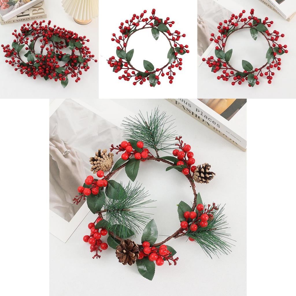 Christmas Artificial Flower Garland With Red Berries And Pinecones For Home Decor And Outdoor Use