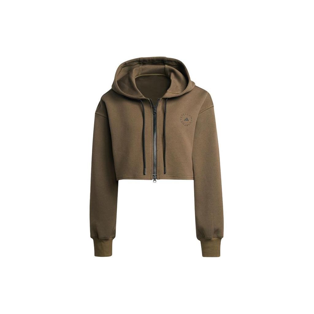 Adidas Logo Letter Print Drawstring Hooded Loose Jacket Women Jacket Olive GU3821