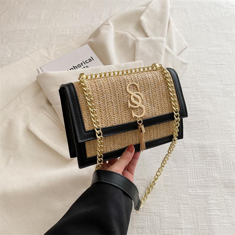 

Chic Stylish Woven Shoulder Bag Perfect For Casual Spring Fashion With Unique Design And Multiple Colors чёрный