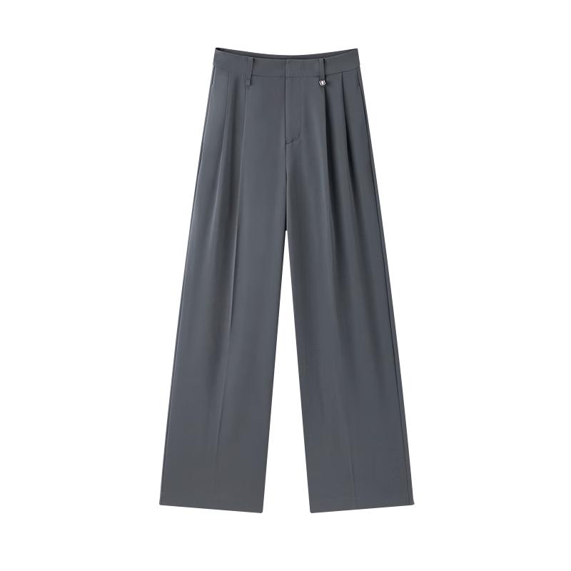 PEACEBIRD Women's High-Waist Draped Straight-Leg Trousers