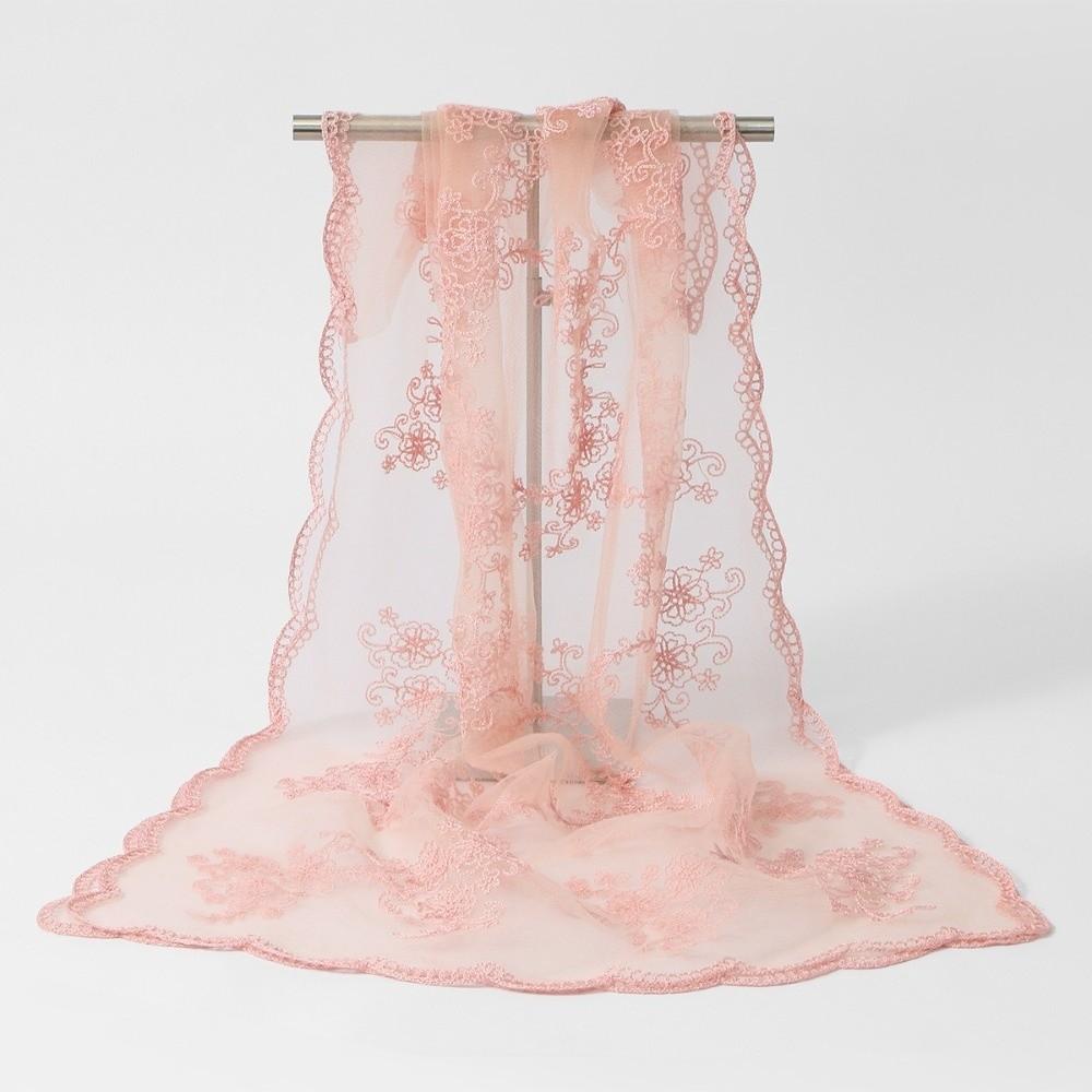 Versatile Retro Women's Lace Scarf Long Embroidered Flower Sunscreen Shawl Korean Version Female Headscarf