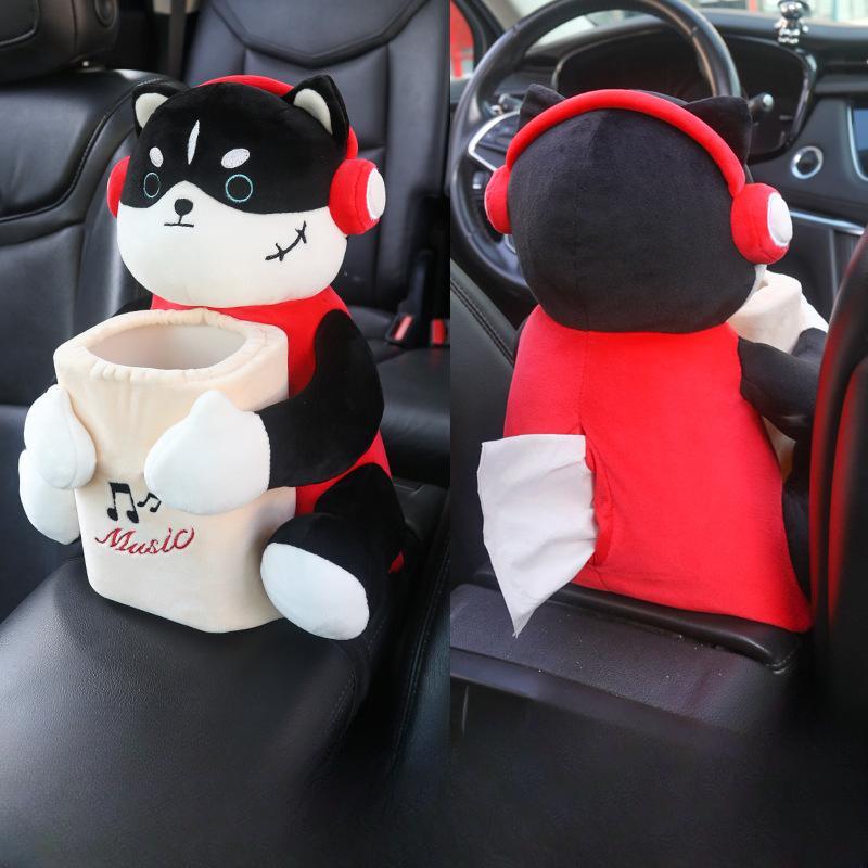 

Автомобільна коробка для серветок 2-в-1 Мультяшна плюшева лялька Автомобільний підлокітник Ящик для зберігання паперу Автомобільний смітник і тримач серветок