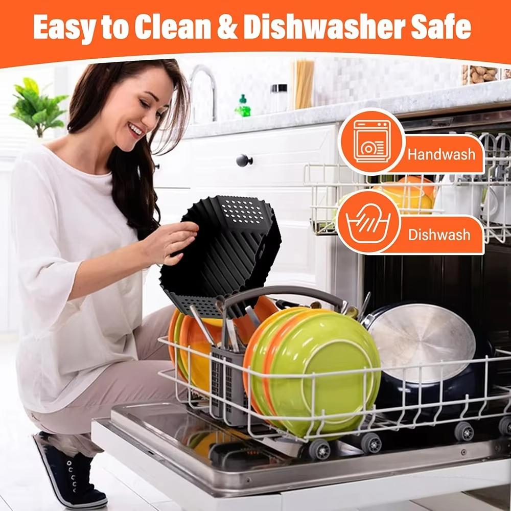 Air Fryer Silicone Liners for Ninja SL401/DZ201/DZ401/DZ550 Thickening Rectangle Double Stack Basket Air Fryer Accessories