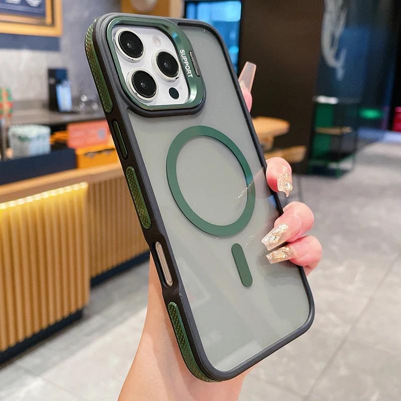 

НОВЫЙ Двухцветный магнитный чехол для Magsafe для iPhone 16 15 14 13 12 11 Pro Max Plus Полупрозрачный Матовый Прозрачный Чехол-подставка iPhone 14 Pro Max