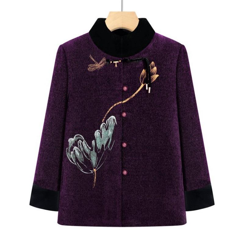 

Пальто зимняя одежда утолщенная среднего размера одежда для пожилых осень и зима бархат пожилая женщина 0 одежда Тан верх 5XL [recommended 150-80kg] темно-фиолетового