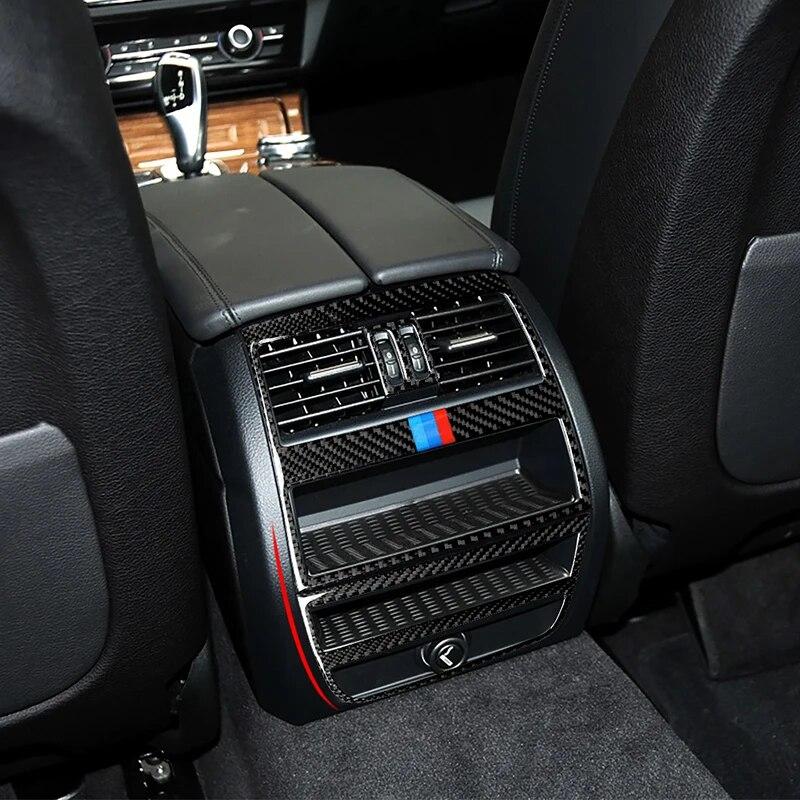 Rear Air Outlet Decoration Frame Vent Trim Strips Carbon Fiber Car Stickers For Series 5 BMW F10 2011-2017 Interior Accessories