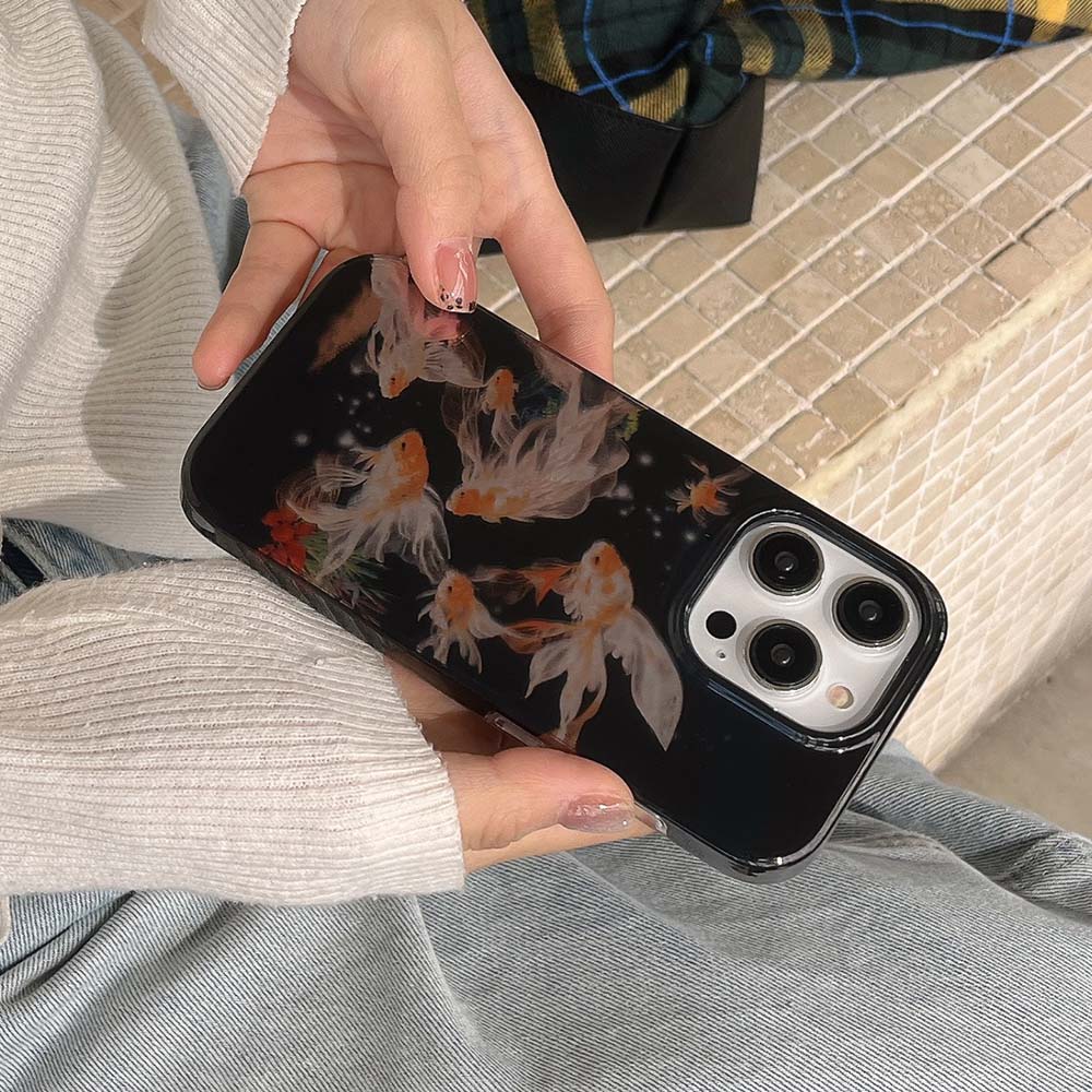 Lucky Koi Pattern Phone Case For iPhone 17 16 Pro Max 15 Pro 14 13 12 Pro Max 16 Pro Shockproof Soft Black Coque Cover