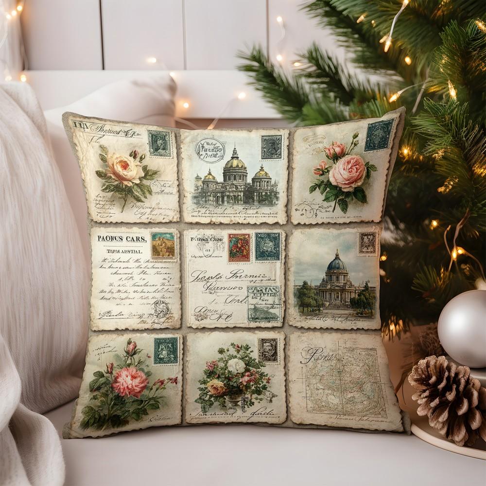 Home Decor Deer with Flowers and Butterflies Pillow Cover Pattern Cushion Cover Suitable for Sofa Bedroom Car Pillow Cover